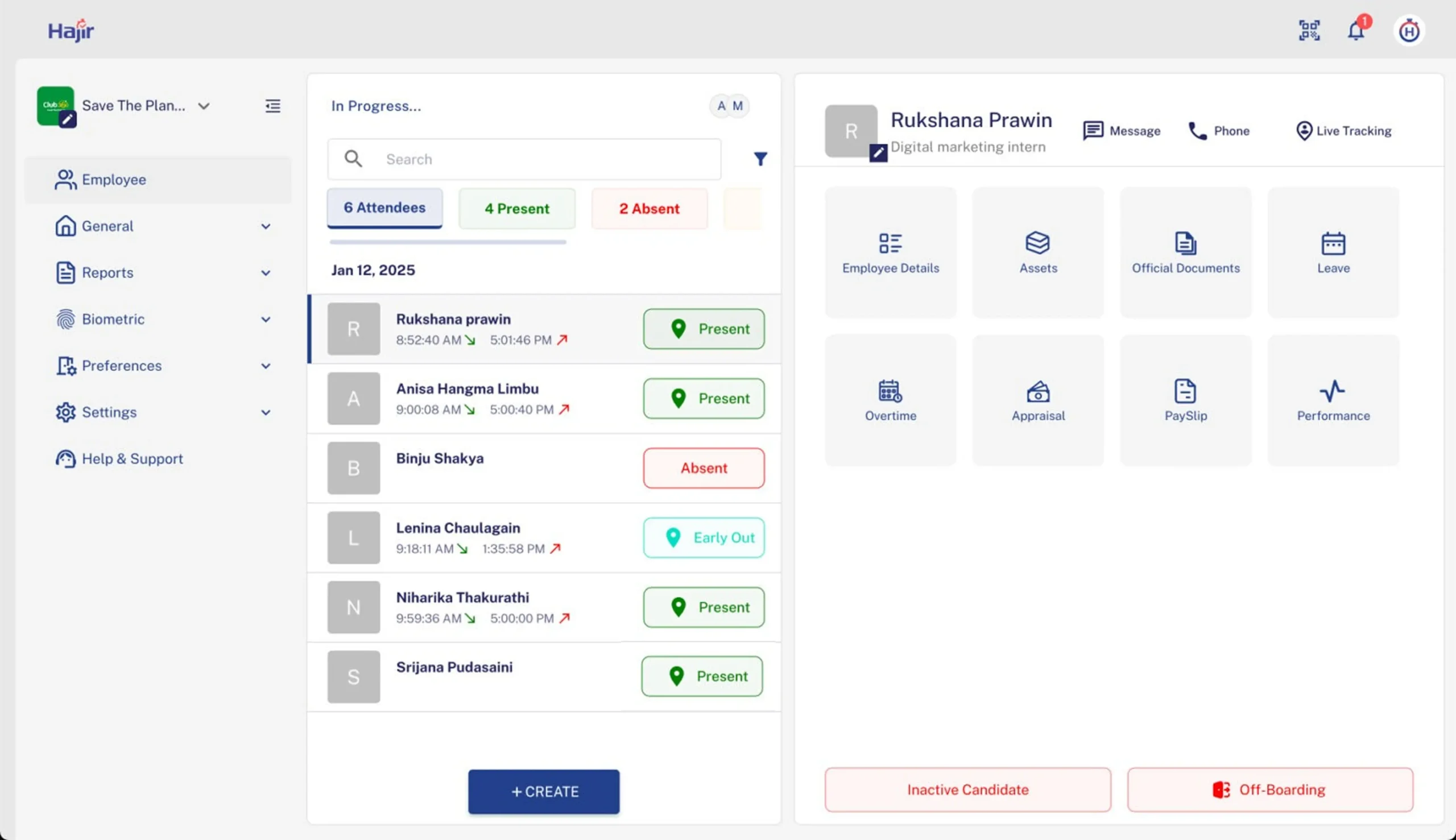 hajir dashboard